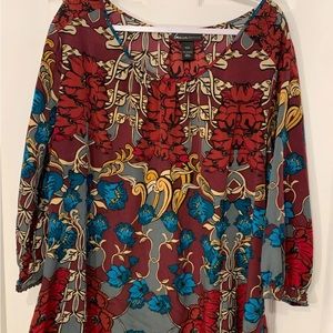 LANE BRYANT BLOUSE FLORAL BOHO TOP PLUS SZ 22/24 studded trim western blouse